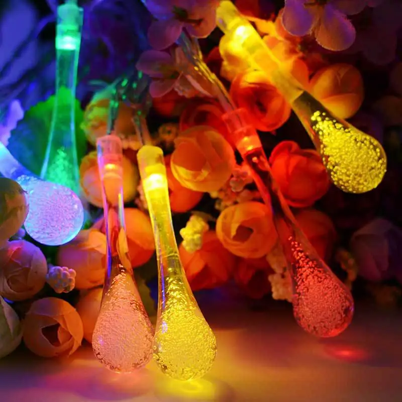 Открытый Солнечный садовый светильник 20LED с каплями воды праздничные вечерние