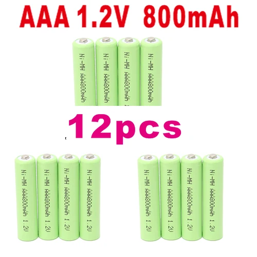 12 pcs AAA аккумуляторная батарея AAA 1,2 V батареи 800mah Ni-MH батареи перезаряжаемые батареи для дистанционного управления игрушки(4 шт-40 шт - Цвет: 12 pcs