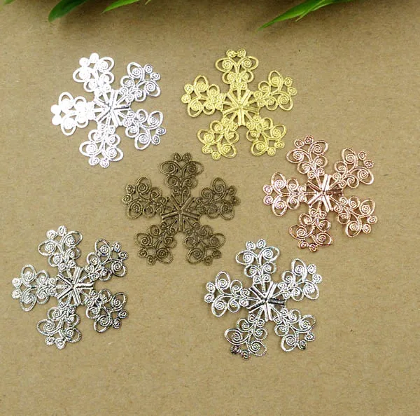 34мм винтажные филагриевые плоские цветочные обертки звеньев европейских шармов для волос Bu Yao аксессуары DIY фурнитуры мульти-цветные.