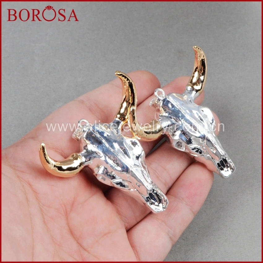 Буйвола BOROSA двухтоновый буйвол серебряного цвета золотого бусина из буйвола