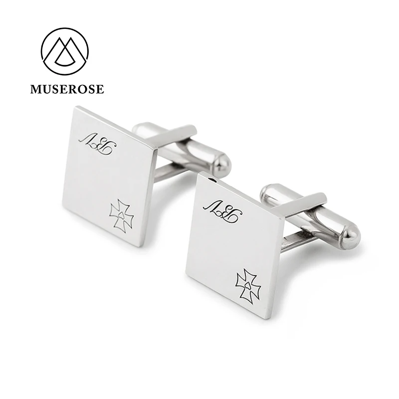 Муза роза DIY классические мужские ювелирные изделия Запонки на заказ с надписью и