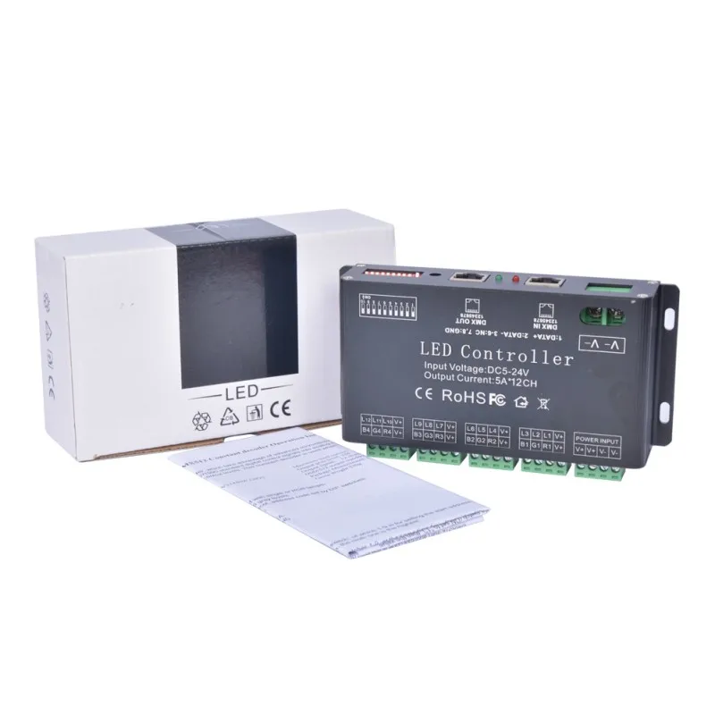 Светодиодный контроллер rgb WS-DMX-12CH dmx512 12 каналов 5в-24в Декодер Диммер для RGB