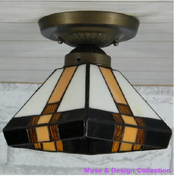 

Free shipping Fashion Home decoration, 20CM Art Glass Tiffany Lamp with 5W LED bulb, traditional black white pendant light