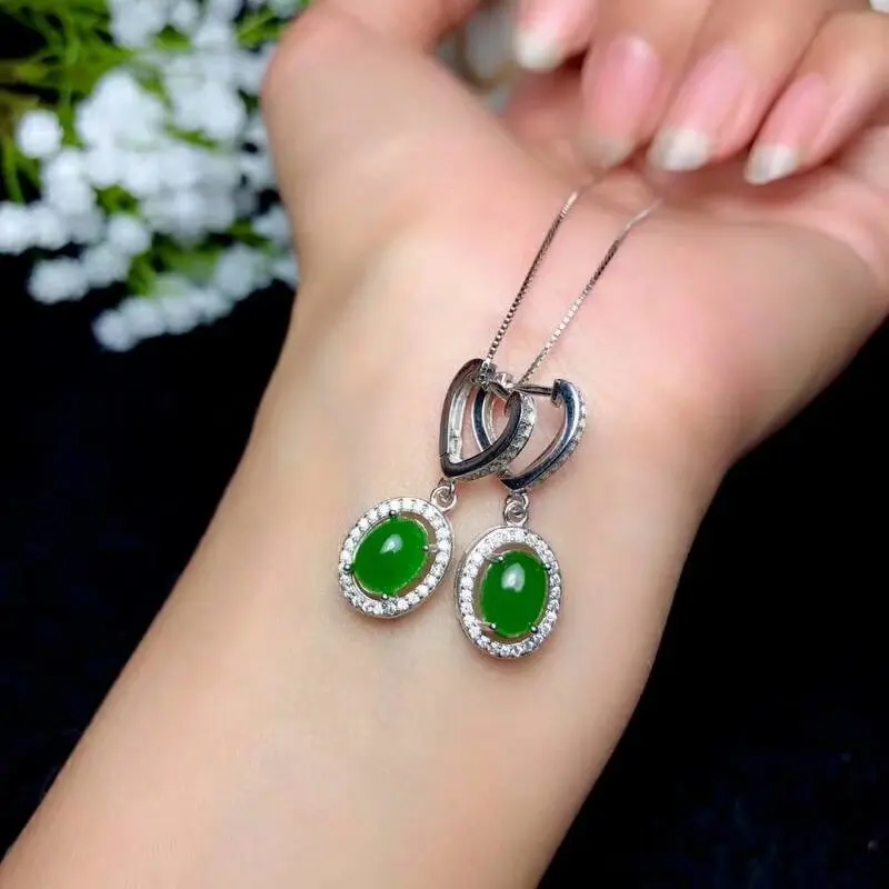 

shilovem 925 sterling silver Natural jasper Drop earrings fine Jewelry women trendy classic gift new party 6*8mm be060804agby