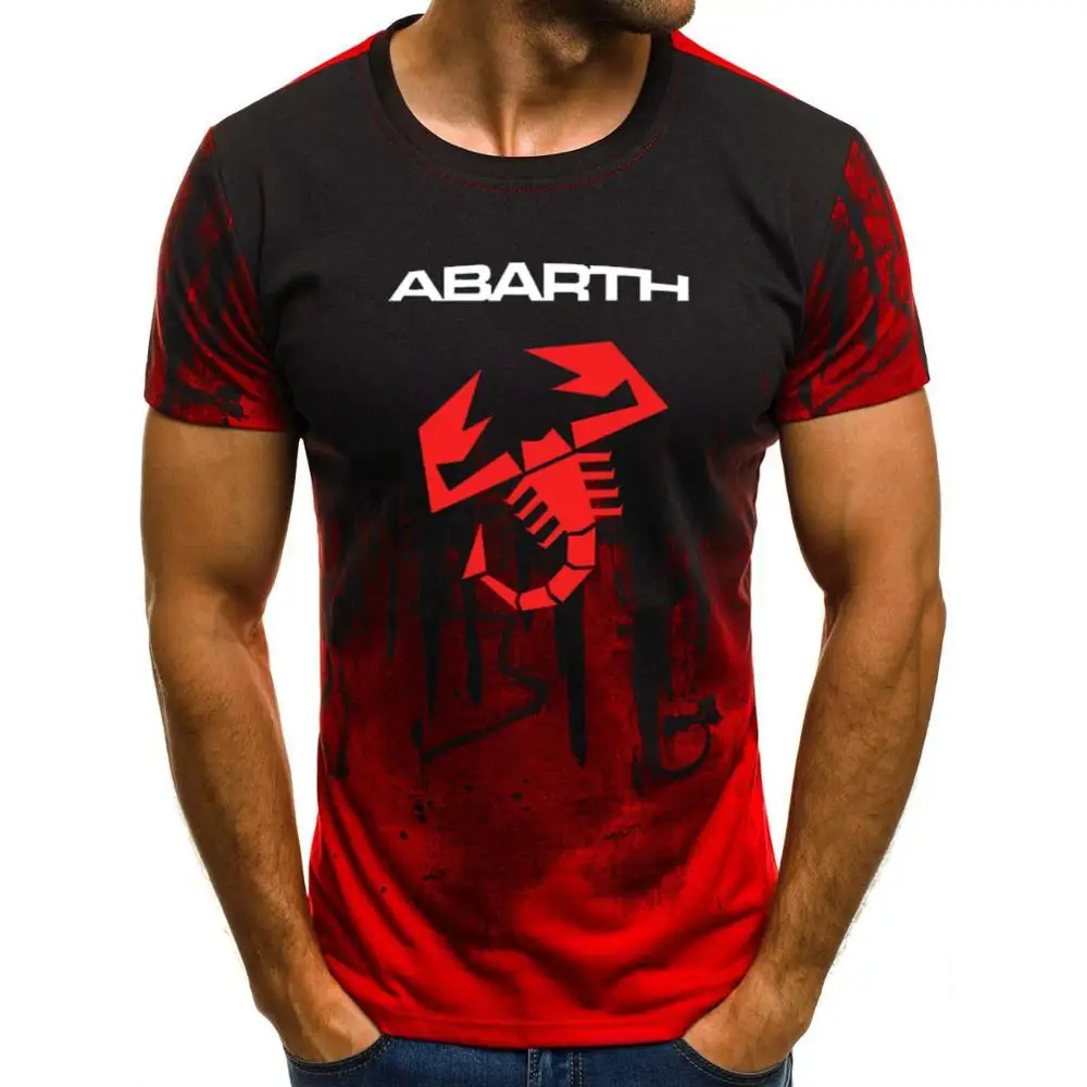Мужская футболка с коротким рукавом автомобиль ABARTH Логотип Мужская Летняя Повседневная хлопковая Футболка с градиентом модная футболка в стиле хип-хоп Harajuku Мужская брендовая футболка - Цвет: 802