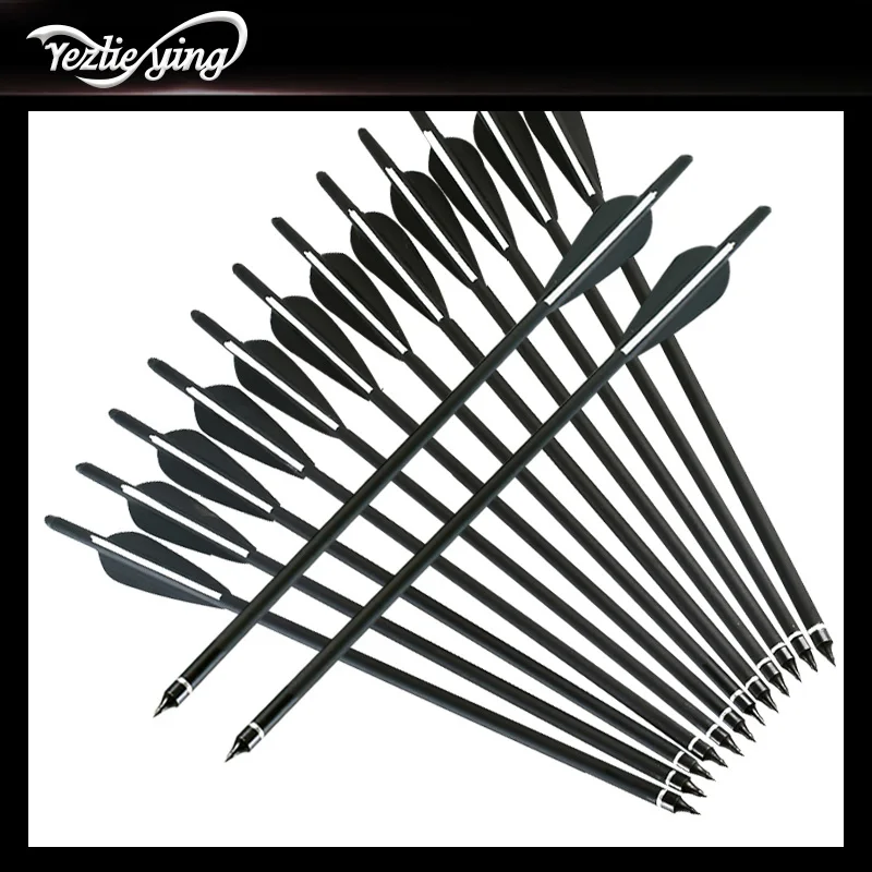 24pcs topoint archery 17inch length Hunting Carbon arrow Black and white TPU Streamline Vanes Feather for Recurve/Compound Bow | Спорт и