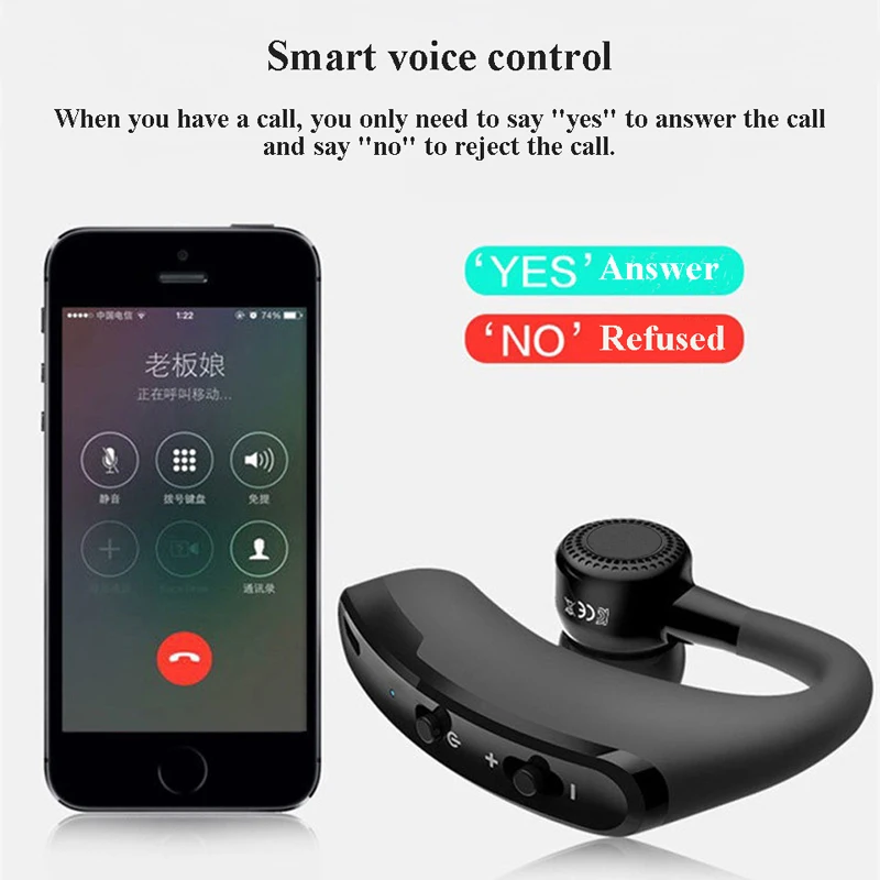 Без границ V9 Бизнес Беспроводная Bluetooth гарнитура с микрофоном Голосовое