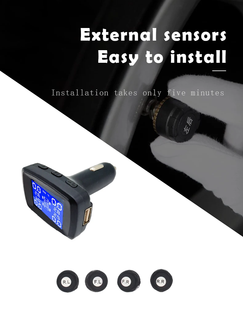 Автомобильный прикуриватель TPMS светодиодный дисплей внутренняя или внешняя система контроля давления в шинах Беспроводная передача CST-TY13/14