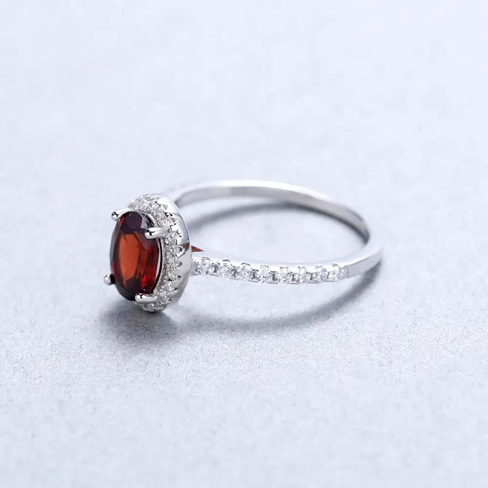 Gem's Ballet 1.47Ct Овальный натуральный красный гранат 925 пробы Серебряный Драгоценный Камень Свадебные обручальные кольца для женщин хорошее ювелирное изделие