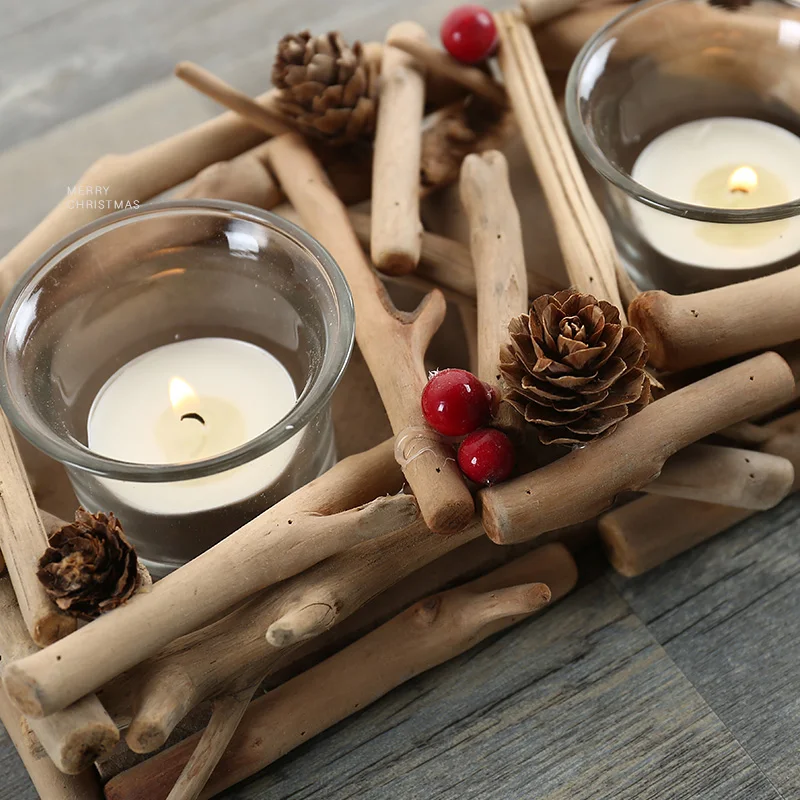 1 шт. ручной работы деревянный подсвечник двойной чашки Подсвечник Подсвечники