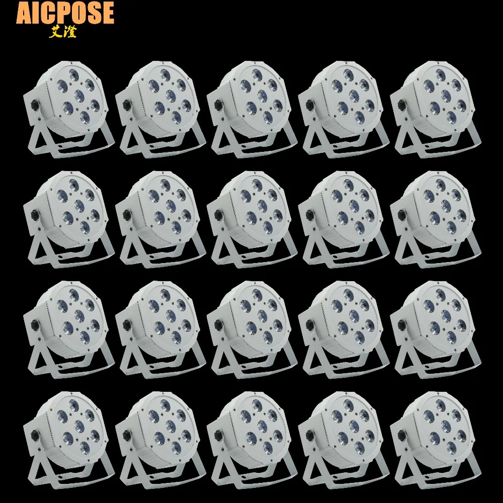 

20pcs/lots 7*12w Ultra Bright Slim Flat White Led Par Light 7x12W Smooth RGBW Color Mixing DMX 4/8 Channels Stage Wash