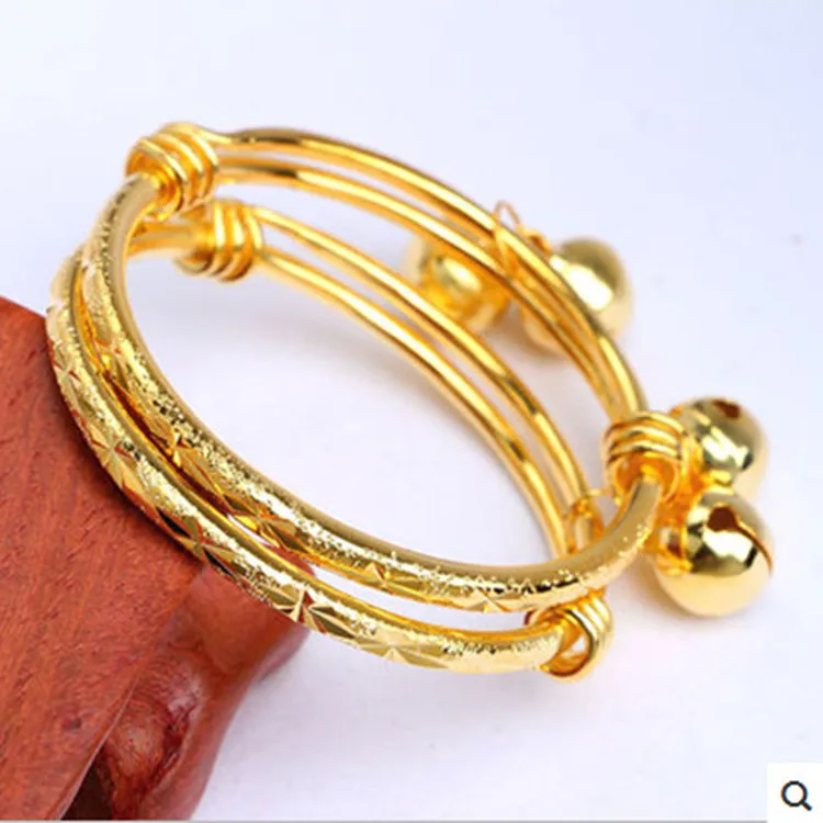 1 пара детский браслет из желтого золота|expandable bracelet|children banglesexpandable bangle bracelet |