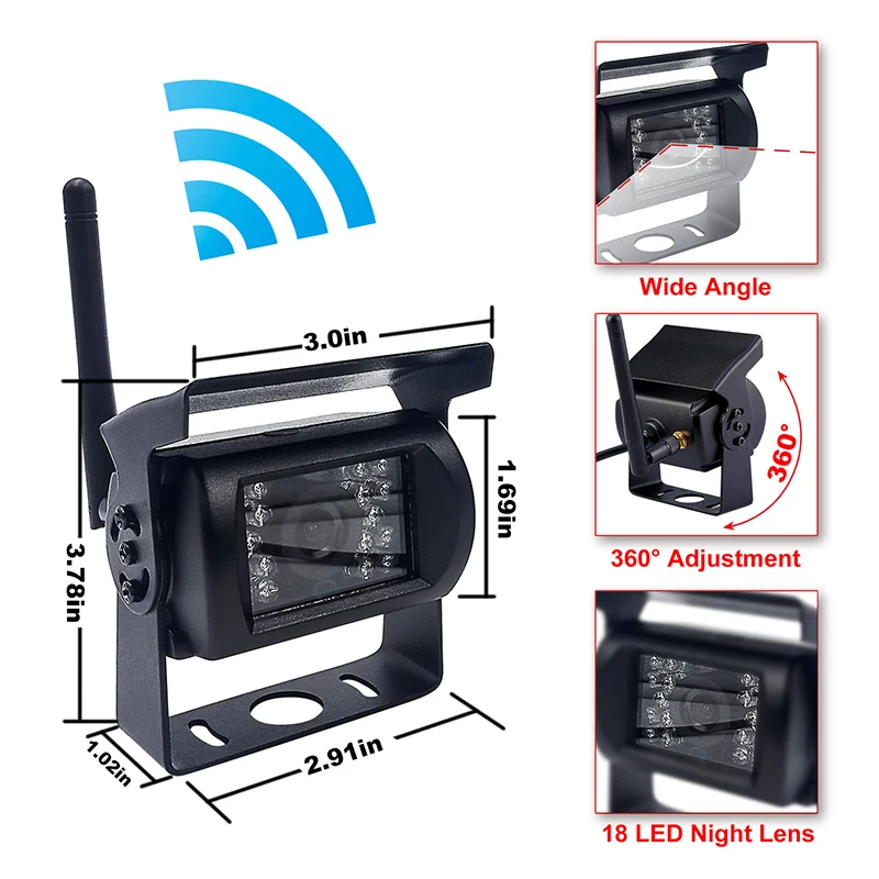 

Wireless WIFI Rear View Reversing Camera Truck Bus RV Van Trailer 12V-24V Parking Reversing Image System