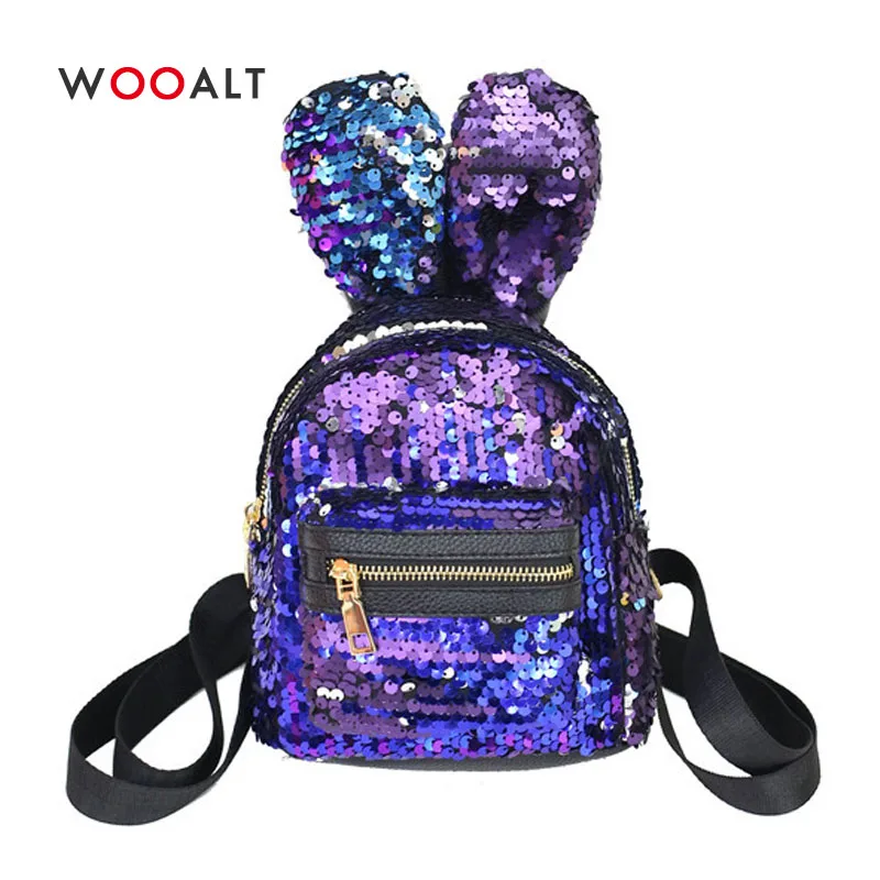 Wooalt женский рюкзак с блестками милые заячьи ушки дорожные сумки на плечо Мини