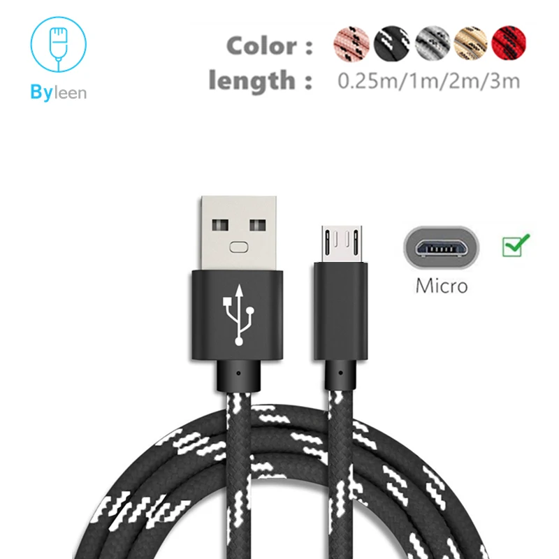 Micro Usb быстрое зарядное устройство кабель для Xiaomi Redmi 4A 5A Note 4X Ulefone power 5, T2 Pro, Armor X, Armor Mini, power 3 S, mix 2 - Цвет: Черный
