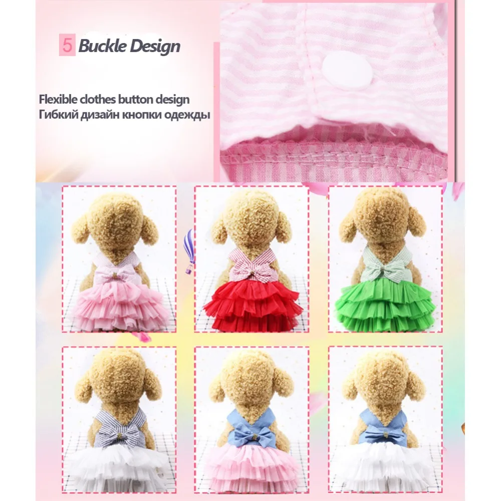 Cat Sling Bow Striped Princess Dresses Female Green Mesh Cake Skirt Summer Dress kitten Clothes Supplies for Small Pet Products |