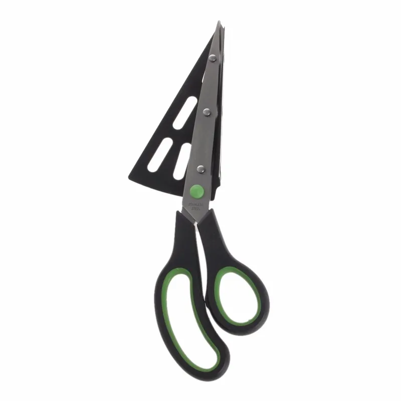 

New 2 in 1 Multifunctional Scissors Pizza Slicer Cutter Server Tray pizza shovel Tool Kitchen Cook Gadget Stainless Steel