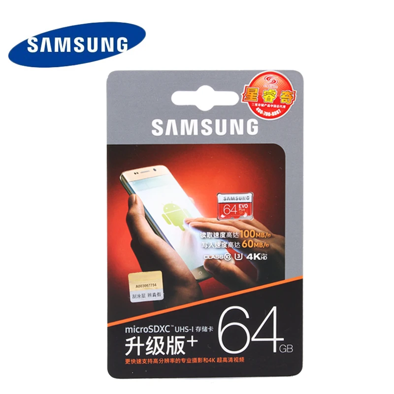 Новый Samsung U3 карты памяти 64 г SDXC 100 м/с Класс Evo + MicroSD Class 10 Micro SD C10 UHS TF для планшета
