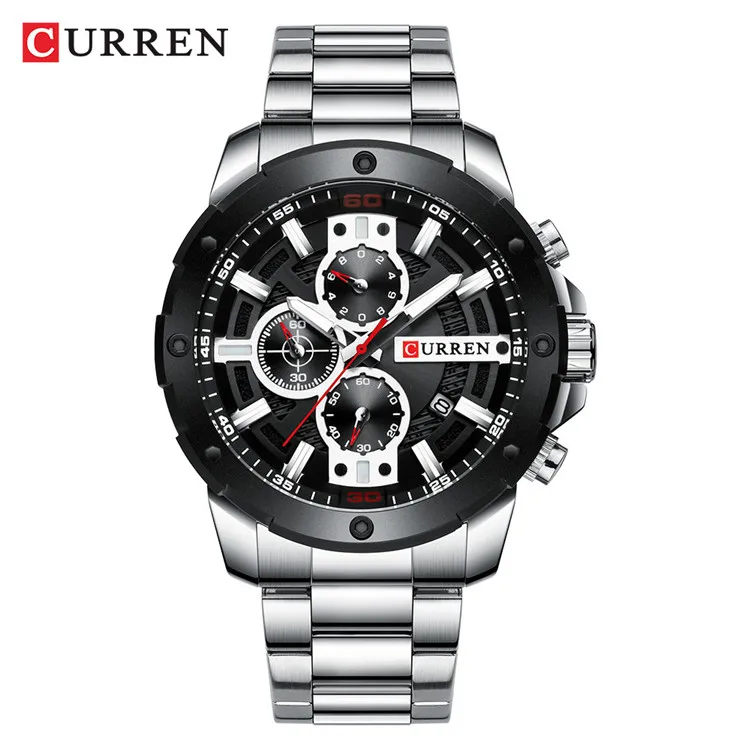 8336-silver black Relogio Masculino мужские наручные часы Curren Топ люксовый бренд часы мужские s кварцевые часы из нержавеющей стали модные хронограф часы мужские - Цвет: 8336-silver black