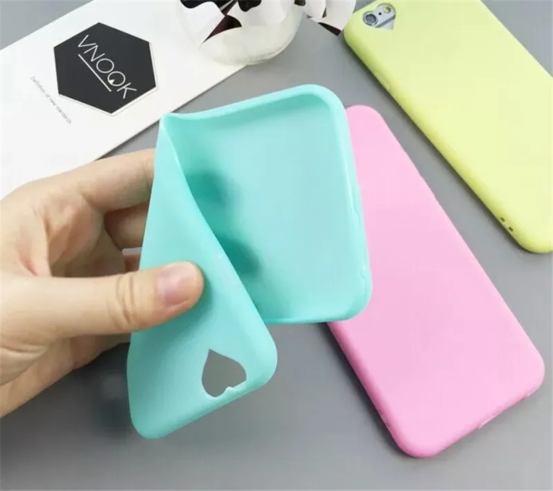 Candy Soft TPU Silicon phone cases Coque with Love Hole Accessories For iPhone 5 5S SE 6 6S 7 8 Plus Capa Fundas luxury Cover