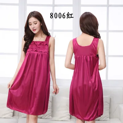nightdress red Летняя шелковая ночная рубашка женская пижама Женская атласная ночная рубашка размера плюс Ночная рубашка Дамская домашняя одежда для сна L XL XXL XXXL 4XL - Цвет: nightdress red