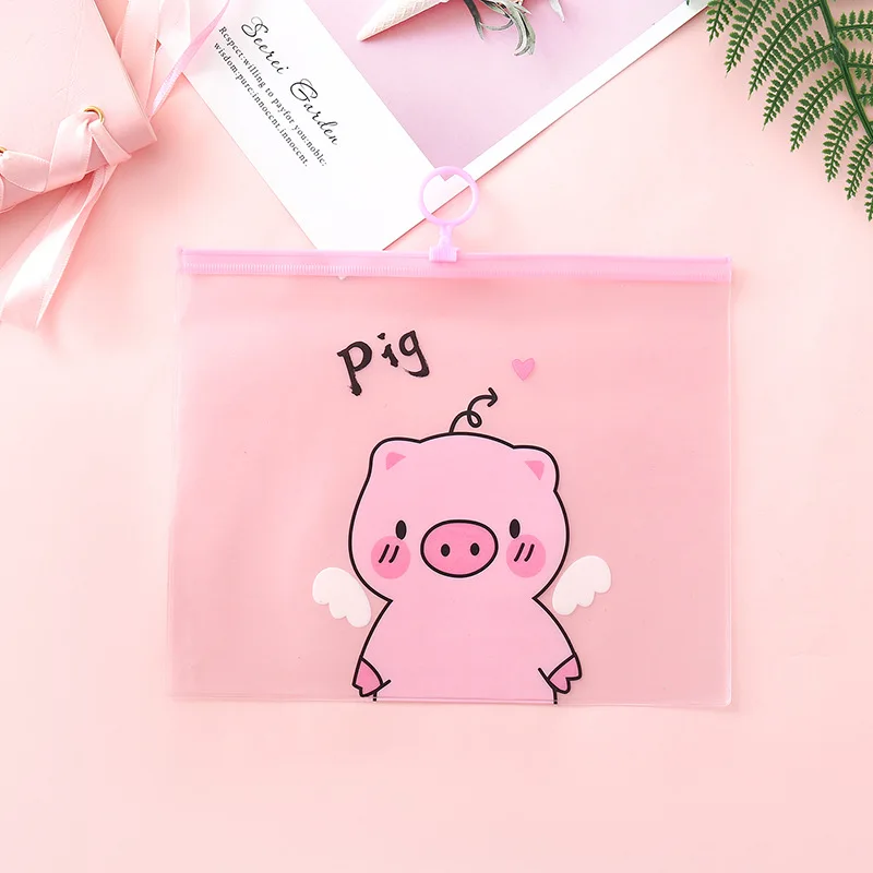 Wing pig Папка маленькая свежая прозрачная матовая розовая свинка для хранения прозрачный пенал сумка для файлов из ПВХ Студенческая сумка для канцелярских принадлежностей пенал - Цвет: Wing pig