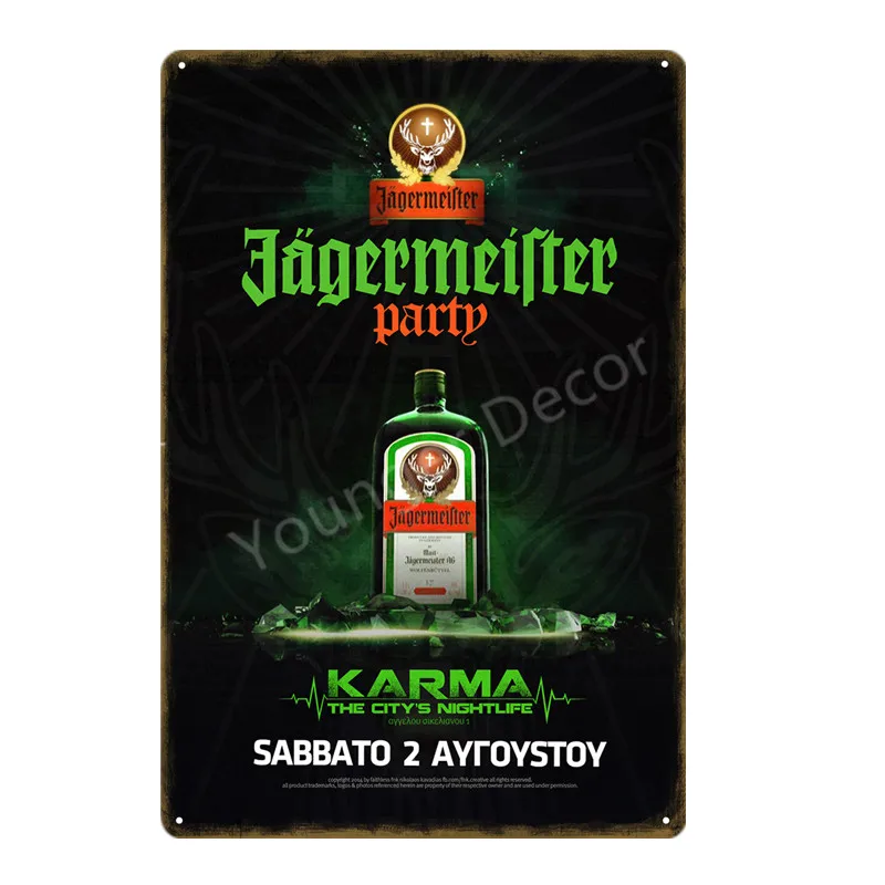YD0040H Спиртовой напиток Jagermeister Peroni плакат Классическая Настенная Наклейка домашний бар Декор винтажная металлическая табличка виски вино жестяная вывеска YH006 - Цвет: YD0040H