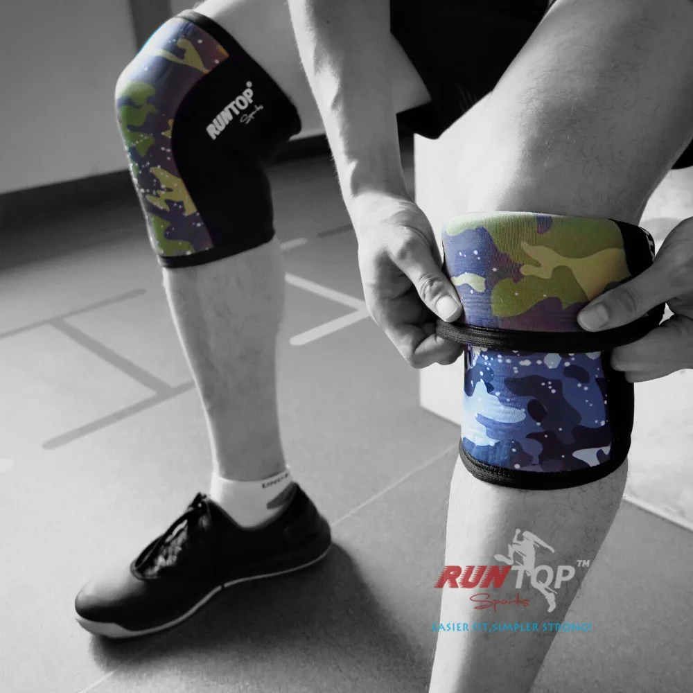 RUNTOP 7 мм Неопреновые наколенники Crossfit WODS приседания Тяжелая атлетика Powerlifting фитнес наколенники Поддержка Brace cap компрессия