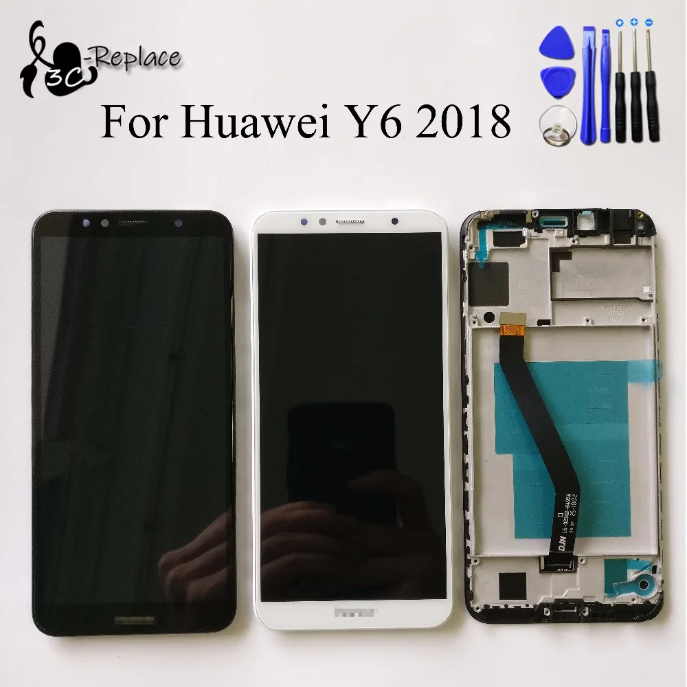 Черный/белый для Huawei Y6 2018 ATU LX1 L21 LX3 ЖК дисплей + сенсорный экран дигитайзер в сборе