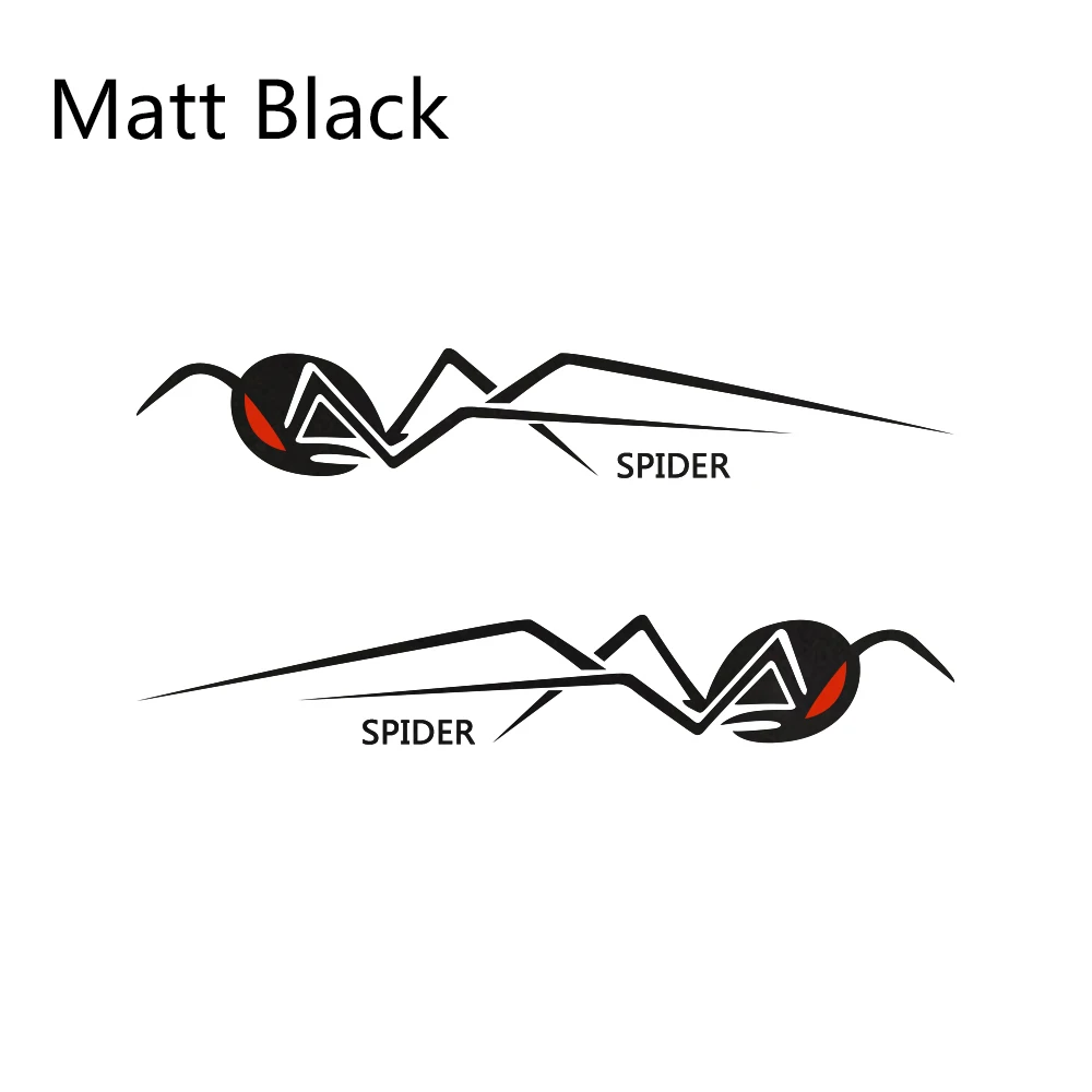 Matt Black 2 шт., стильные забавные наклейки для автомобиля, виниловая пленка для автомобиля, наклейка с полосками по бокам, рисунок паука, сделай сам, Стильные наклейки, аксессуары для тюнинга автомобиля - Название цвета: Matt Black