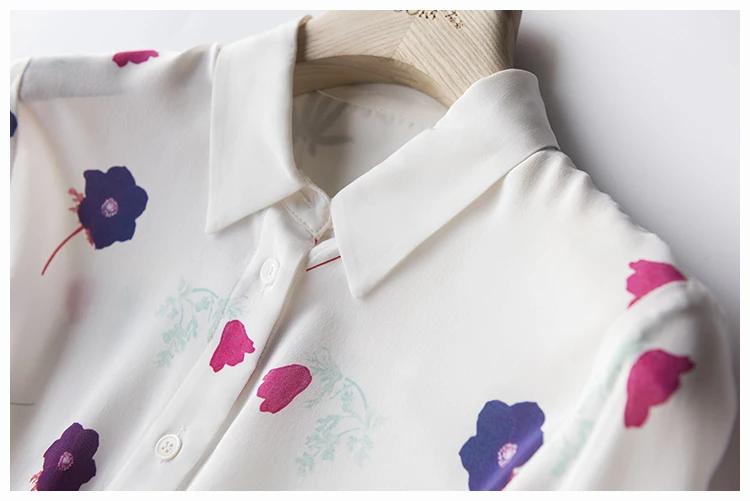 Винтаж Женский с цветочным принтом шелковая блузка 100% натуральный шелк базовые