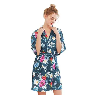 Style 3 Беременных Для женщин ночное белье, шелк, сатин цветочный халат с принтом короткий халат кимоно платье для беременных сексуальное платье Повседневное домашняя одежда - Цвет: Style 3