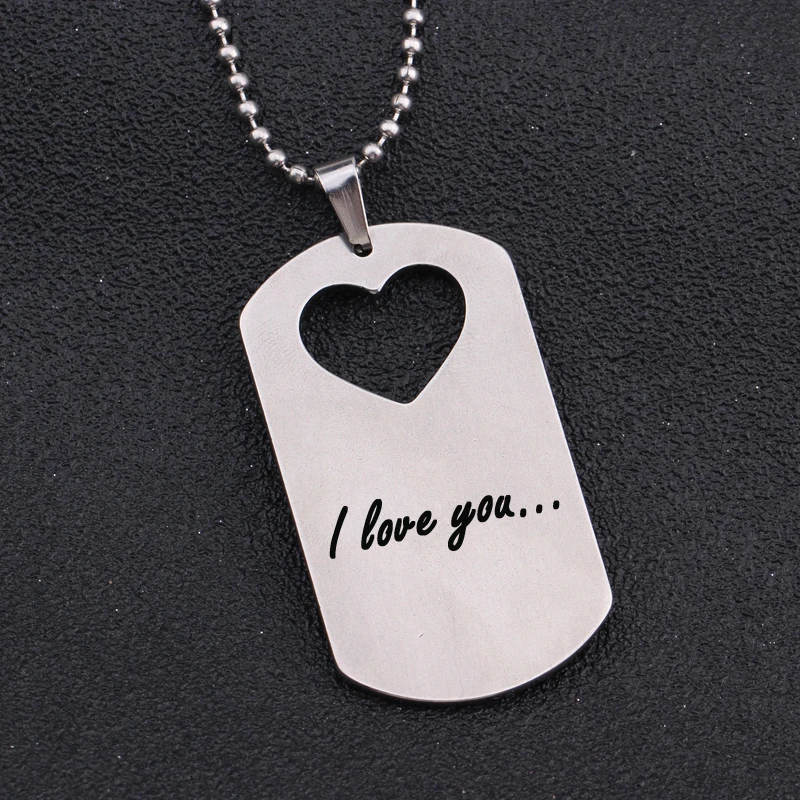 Креативное высококачественное ожерелье с подвеской гравировкой надписью I Love You