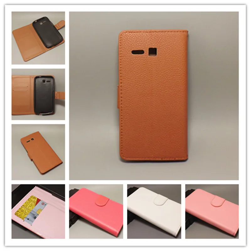 Кожаный чехол с текстурой личи для Huawei Ascend Y600 откидной 2 отделениями карт и
