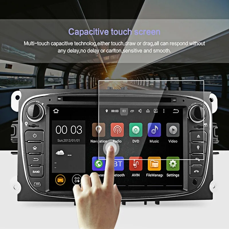 DU7009 7 Inch Double Din Android 5.1 Quad-Core Car Stereo Video DVD Player In-dash Mic for Ford Support Remote Control | Автомобили и
