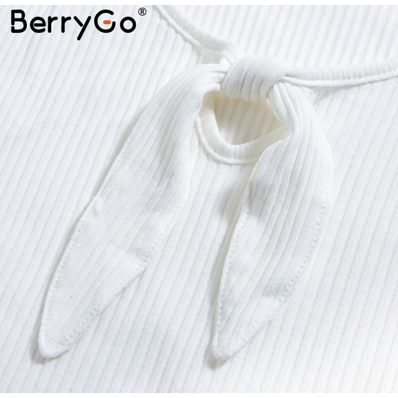 BerryGo, белый бант, облегающий, вязанный боди, женский, черный, сексуальный, цельный, женский, Повседневный, красный, осень, зима, комбинезон