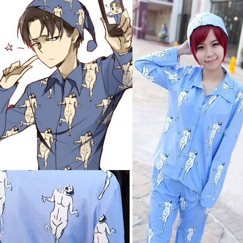 

Attack on Titan Shingeki no Kyojin Levi Rivaille pajamas pyjamas cosplay Costume Tops Pants Hat