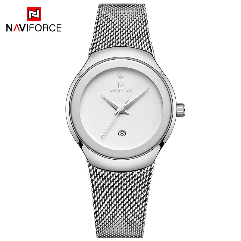 SW NAVIFORCE, роскошные Брендовые Часы, женская мода, платье, кварцевые часы, дамские, полностью стальная сетка, ремешок, простые, для девушек, часы, Relogio Feminino - Цвет: SW