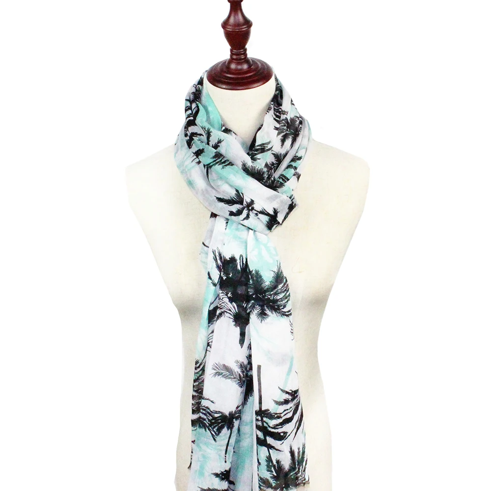 Оптовая продажа большой размер женский шарф с принтом кленового дерева пашмины