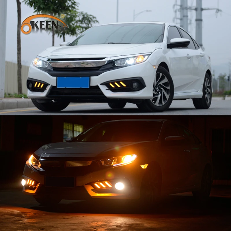 OKEEN 2x автомобильный Стайлинг DRL комплект для Honda Civic 10th 2017 2016 дневные ходовые огни