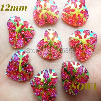 Бесплатная доставка, новинка, шт., 12 мм, красные камни из смолы в форме сердца, скрапбукинг с плоской задней стороной для телефона/свадьбы