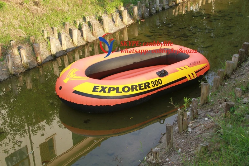 Три человека Intex Explorer 300 надувной плавательный бассейн воды играть гоночная лодка плавающий плот с веслами и насосом
