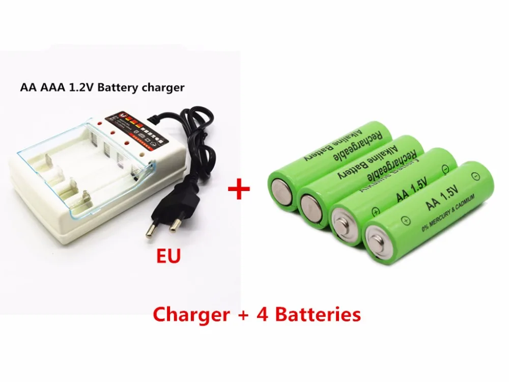 Черный Много AA батареи перезаряжаемые батареи 1,5 V AA 3000mAh Ni-MH 2A батареи для камеры+ зарядное устройство - Цвет: Черный