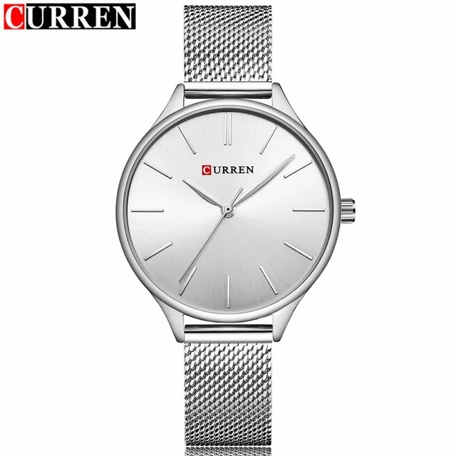 white white Женские модные повседневные кварцевые часы Curren брендовые роскошные золотые сетчатые браслет женские наручные часы женские часы Reloj - Цвет: white white