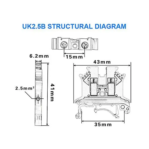 10 PCS New Style Combiner DK2.5N-BL Gang Power Distribution Dk2.5N-BL Box Connector DIN Rail Terminal Blocks 12-22 | Обустройство