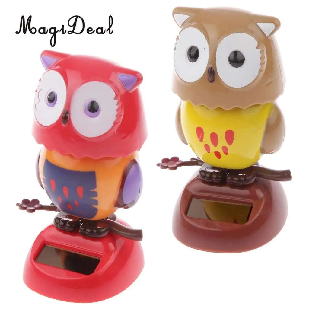 

2pcs Solar Energy Dancing Toys Cartoon Owl Cute Bobble Solar Toy Figure Car
