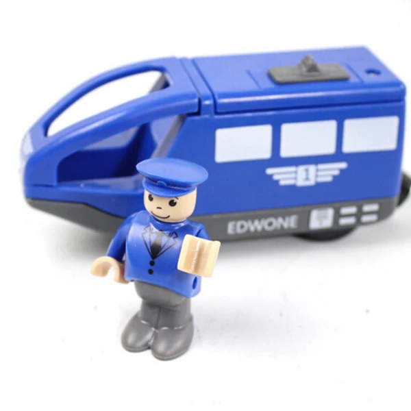 EDWONE BLUE Детский Электрический поезд набор игрушек поезд литой слот игрушка подходит для стандартного деревянного поезда Железной Дороги - Цвет: EDWONE BLUE