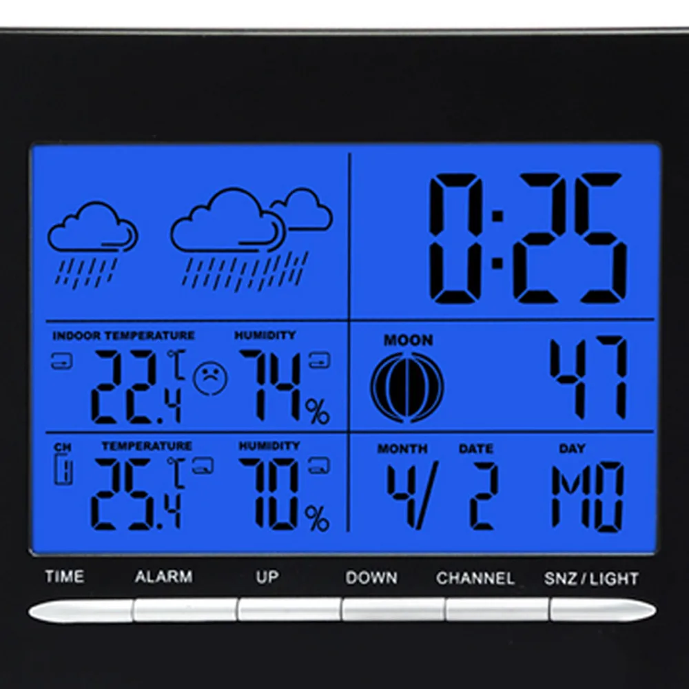 Цифровой Indoor/Outdoor Беспроводной метеостанция с 2 Датчики Температура C/F rcc dcf