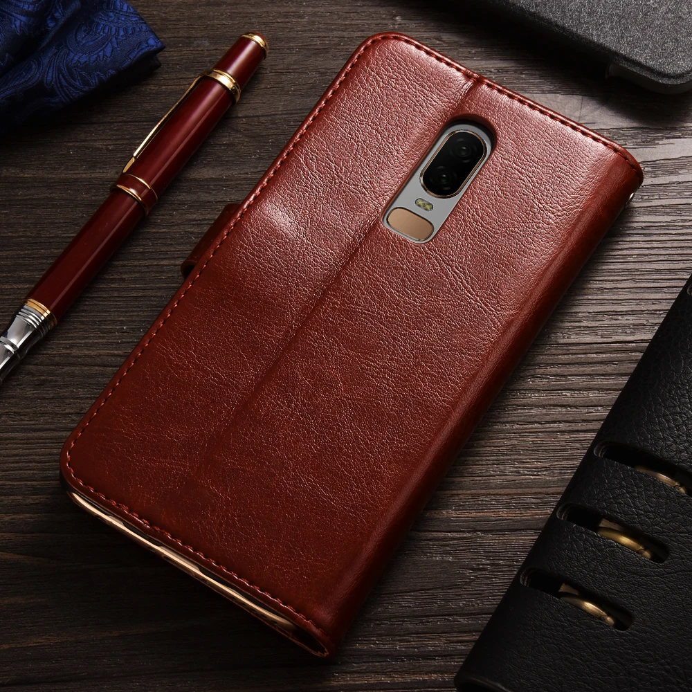 TOMKAS Case For OnePlus 6 PU Leather Wallet Card Retro Commerce Phone Cases Slot Cover Coque |