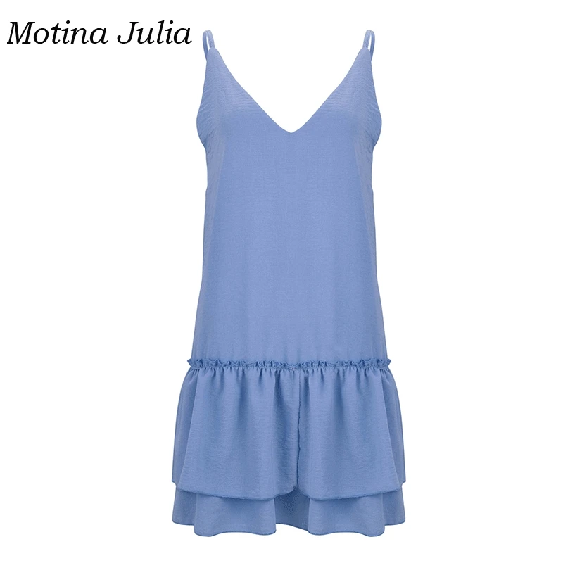 Motina Julia 2019 летний Повседневный Сарафан женские пляжные в стиле бохо платье с v